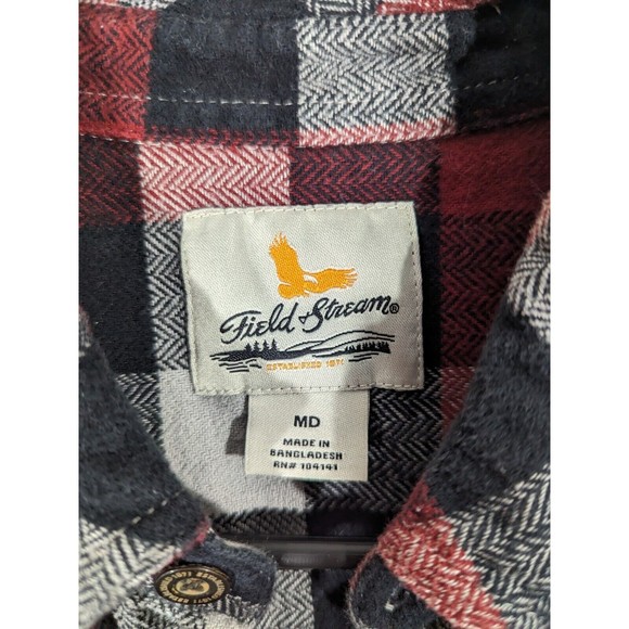 Field & Stream Red Black Flannel Checkered Long Sleeve Button Shirt Men Size M - Picture 3 of 5
